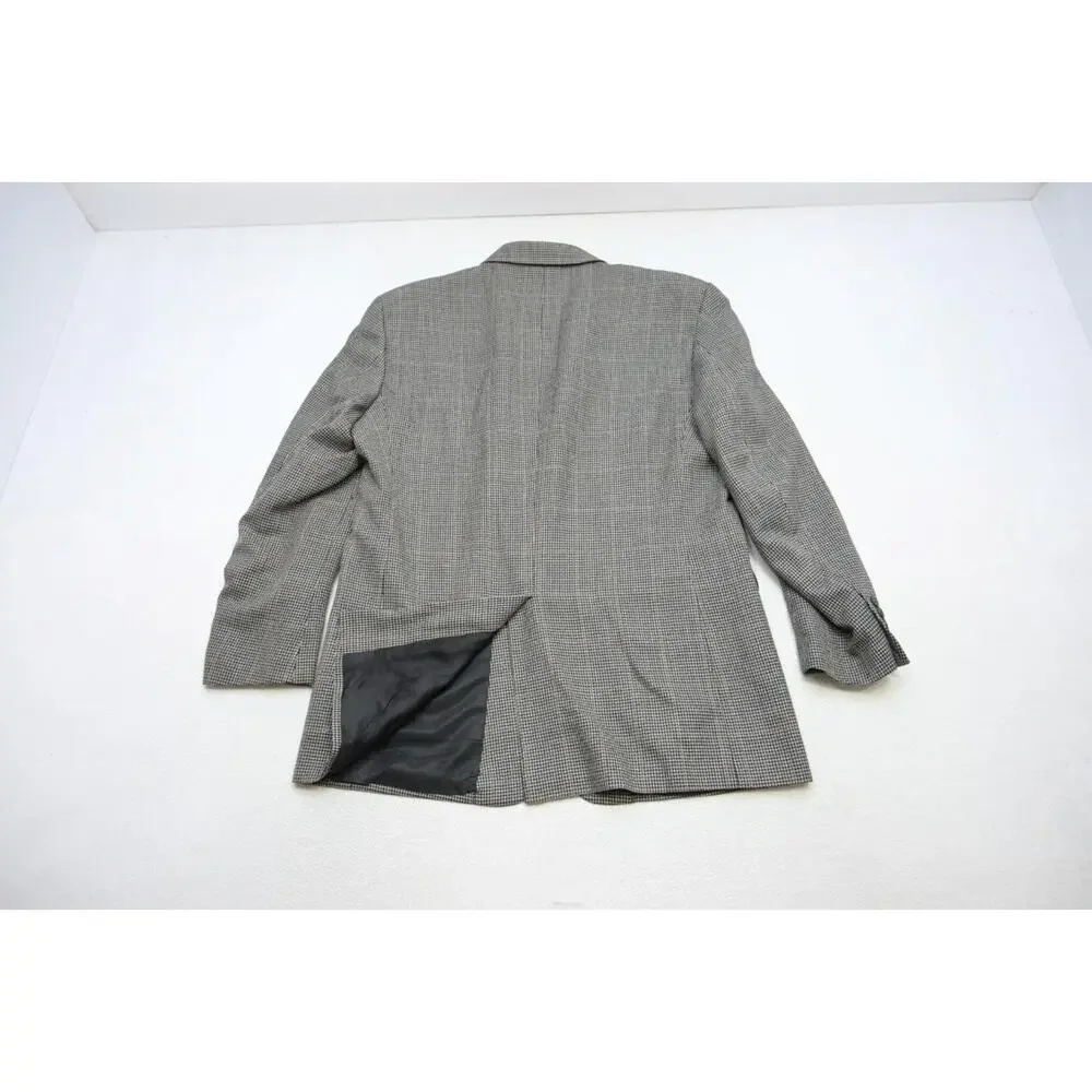 Jos A Bank Blazer Silk Wool Houndstooth 3 Button Sports Jacket Mens Size 44 Long - Picture 5 of 11
